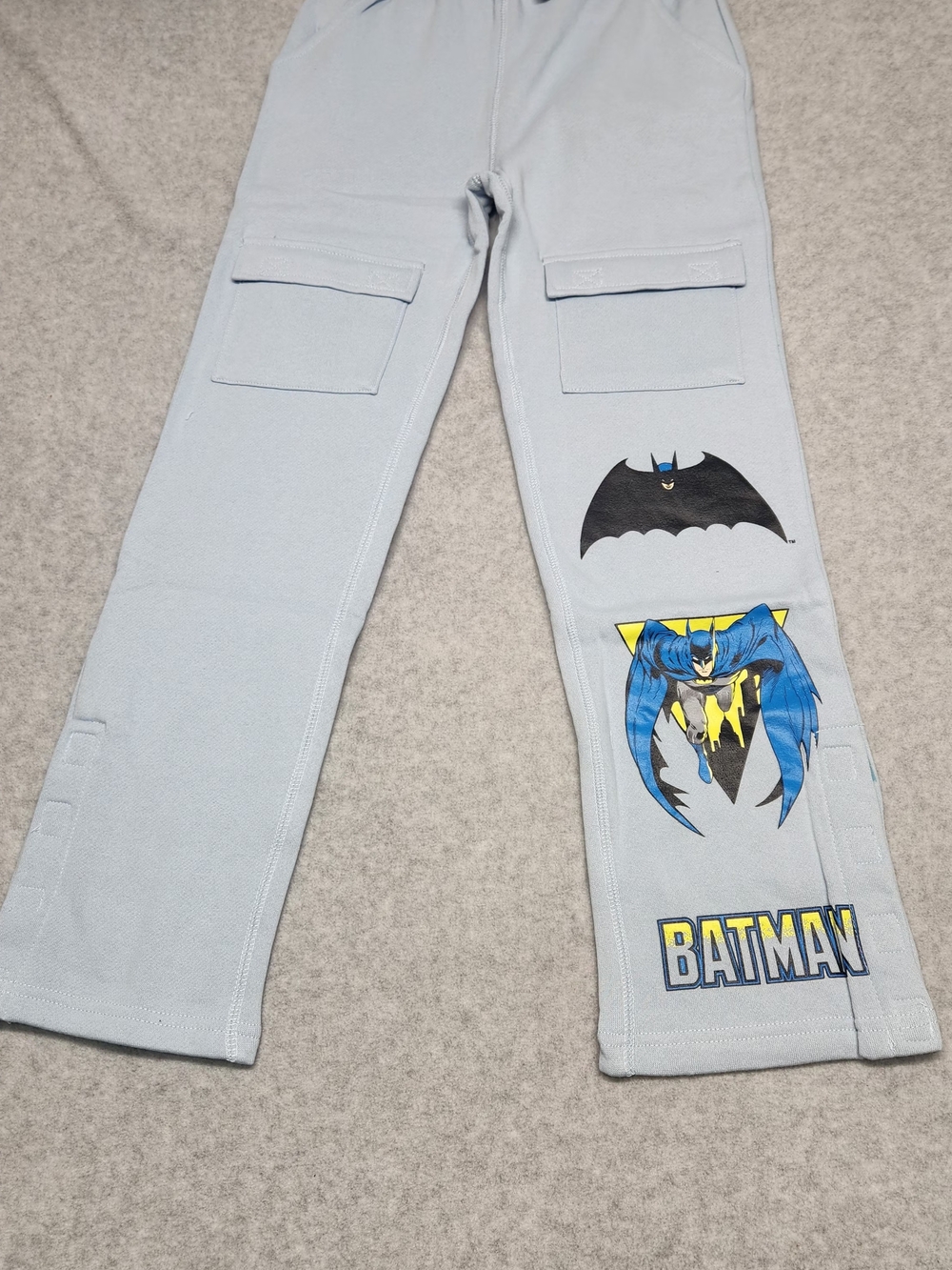 0181 Batman Light Blue Sweatpants with Black, Blue & Yellow Graphics